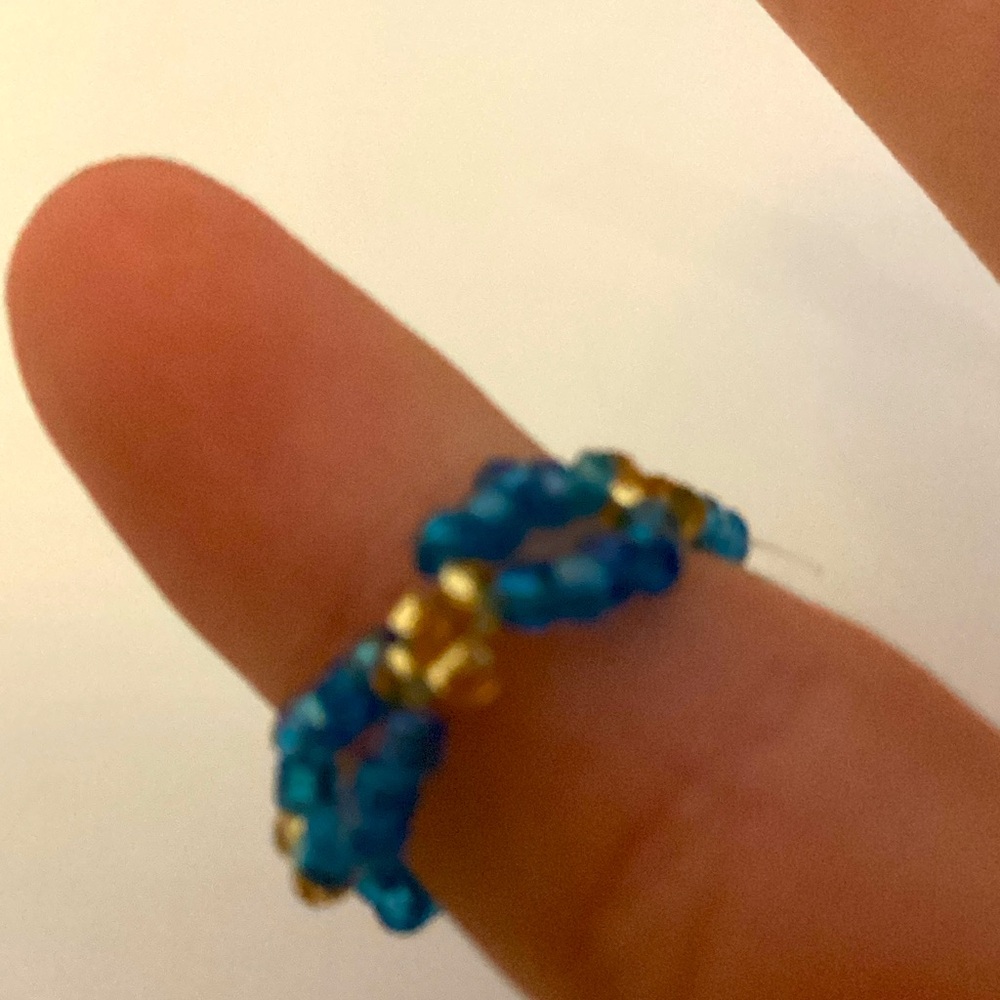 Charming Kids' Blue and Gold Beaded Ring From Pearls and Girls